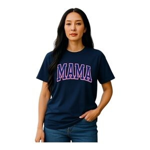MAMA T-Shirt | Gildan Softstyle Women’s Fit | Navy with Pink Text | Size 2XL
